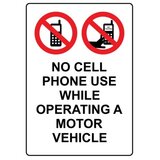 No cell phone use while operating a motor vehicle Sign